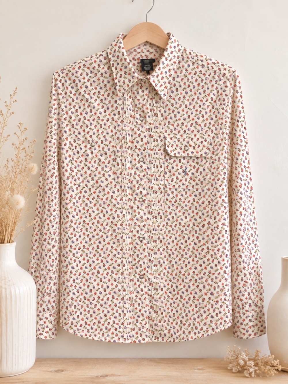 Lauren Ralph Lauren Size L 100% Cotton Floral Prairie Boho Western Shirt